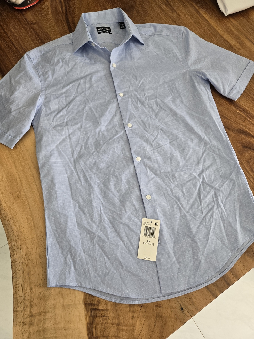 Van Heusen Light Blue Short-Sleeve Button-Down Shirt